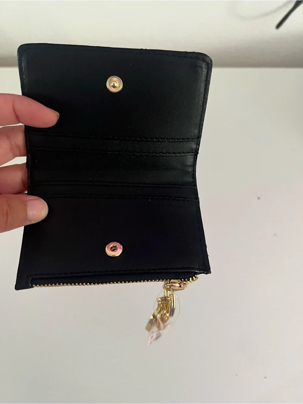 Victoria's Secret Black Quilted Card Holder with Gold Keyring